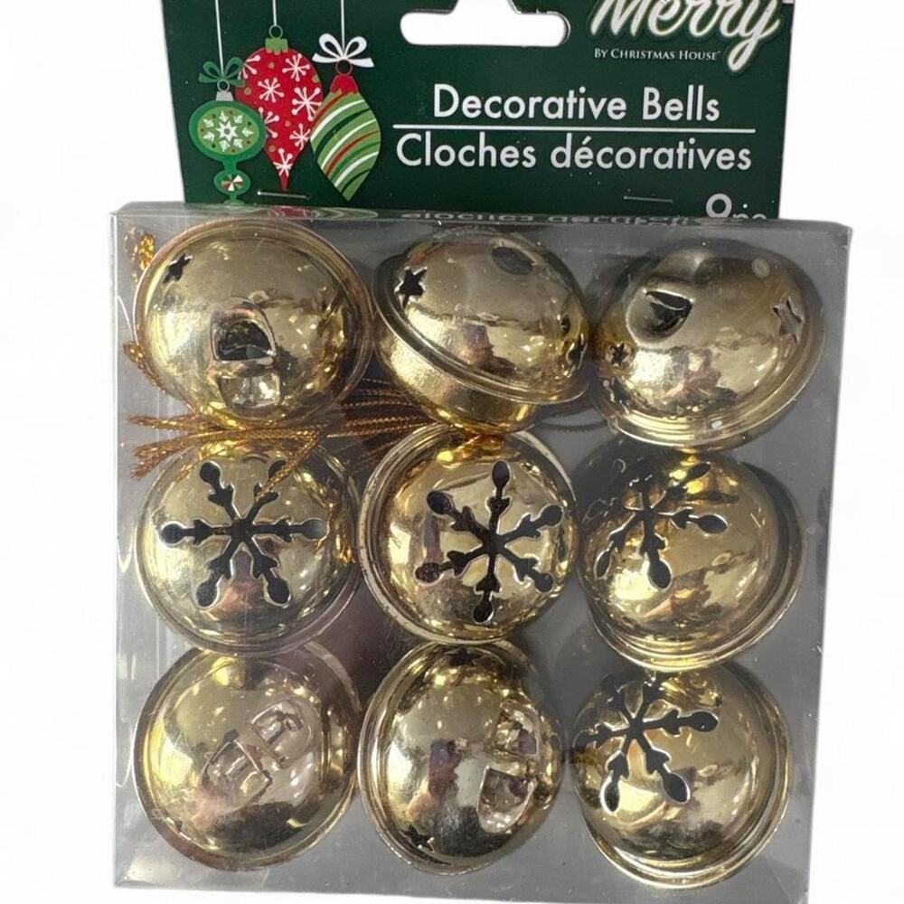 Decorative gold bells Christmas decor NOS 40mm Jingle Baubles